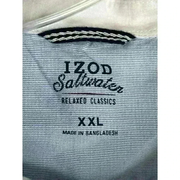 Izod Saltwater Mens Striped Short Sleeve Button Down Shirt‎ Size XXL - Picture 3 of 6